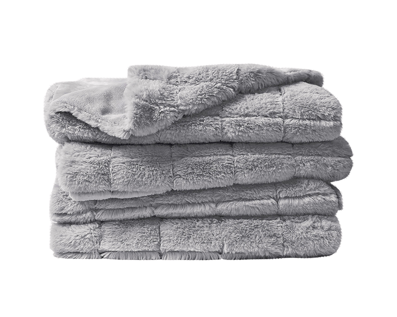 SEDONA HOUSE Faux Fur Throw Blanket Grey 50"x60"
