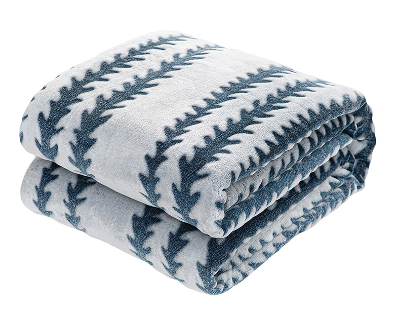 SEDONA HOUSE Shaved Back Printing Flannel Throw Blanket Blue Striped Twin Size 60"x80"